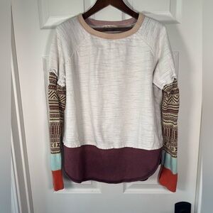 We the Free Jordan Mix Top Long Sleeve Sweater Shirt Boho Oversized Size Small